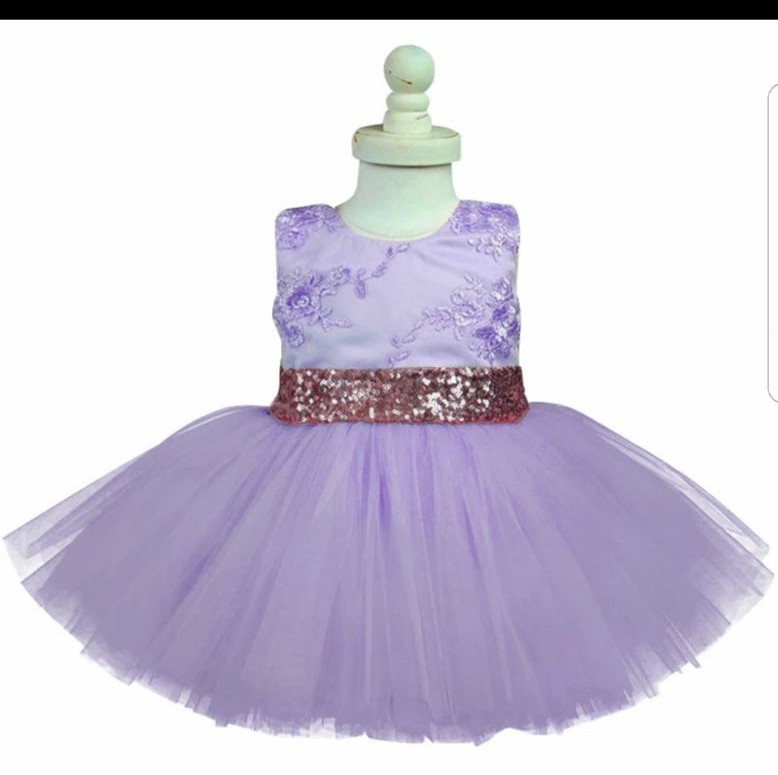 FlowerGIRL Purple Dress Sequin Bow, 12 M