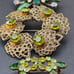 FOUR Vintage Shades of Green Rhinestone Brooch and Earrings
