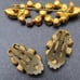 FOUR Vintage Shades of Green Rhinestone Brooch and Earrings
