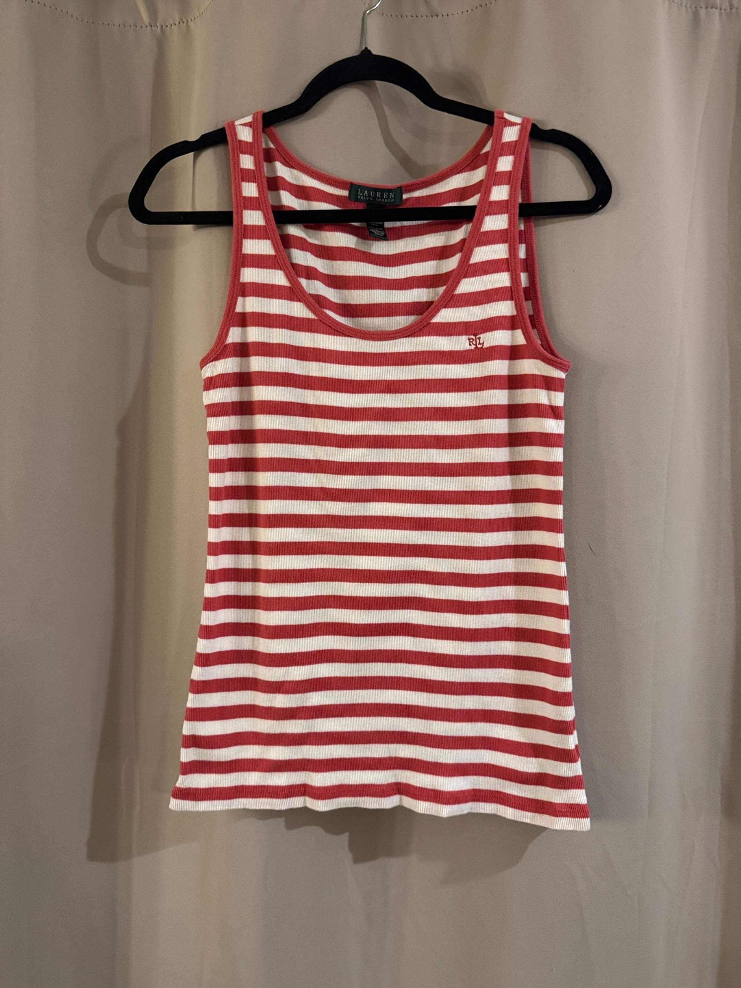 Women’s White and Red Ralph Lauren Tank Top