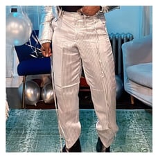 Metallic stripe silver pants