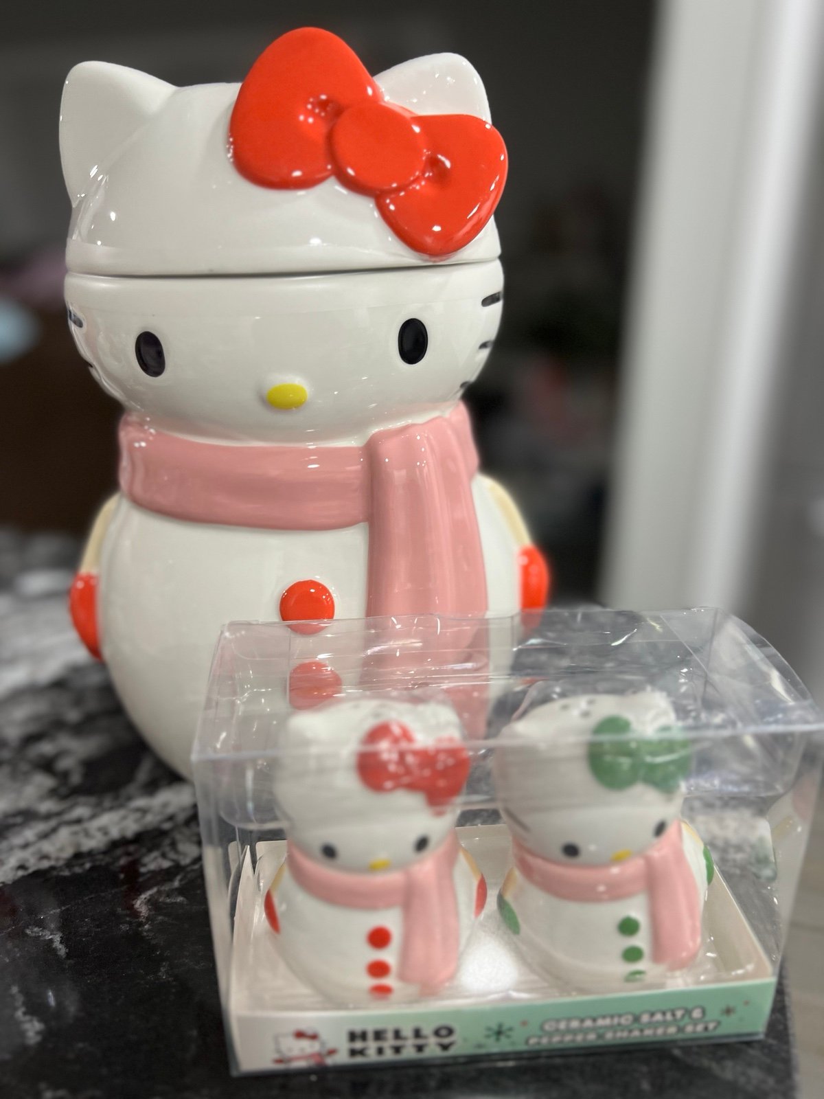 Hello Kitty snowman cookie jar and salt and pepper