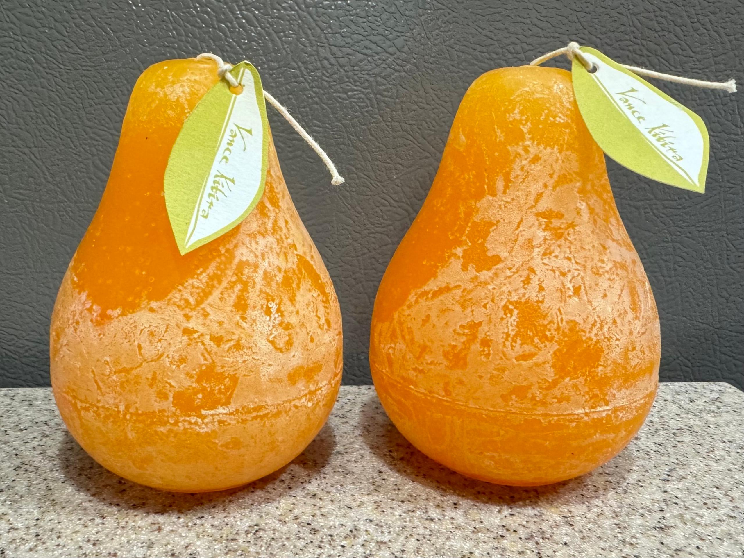 2 Vance Kitira Timber Pear Candle Tangerine 4”x3” Unused No Mess