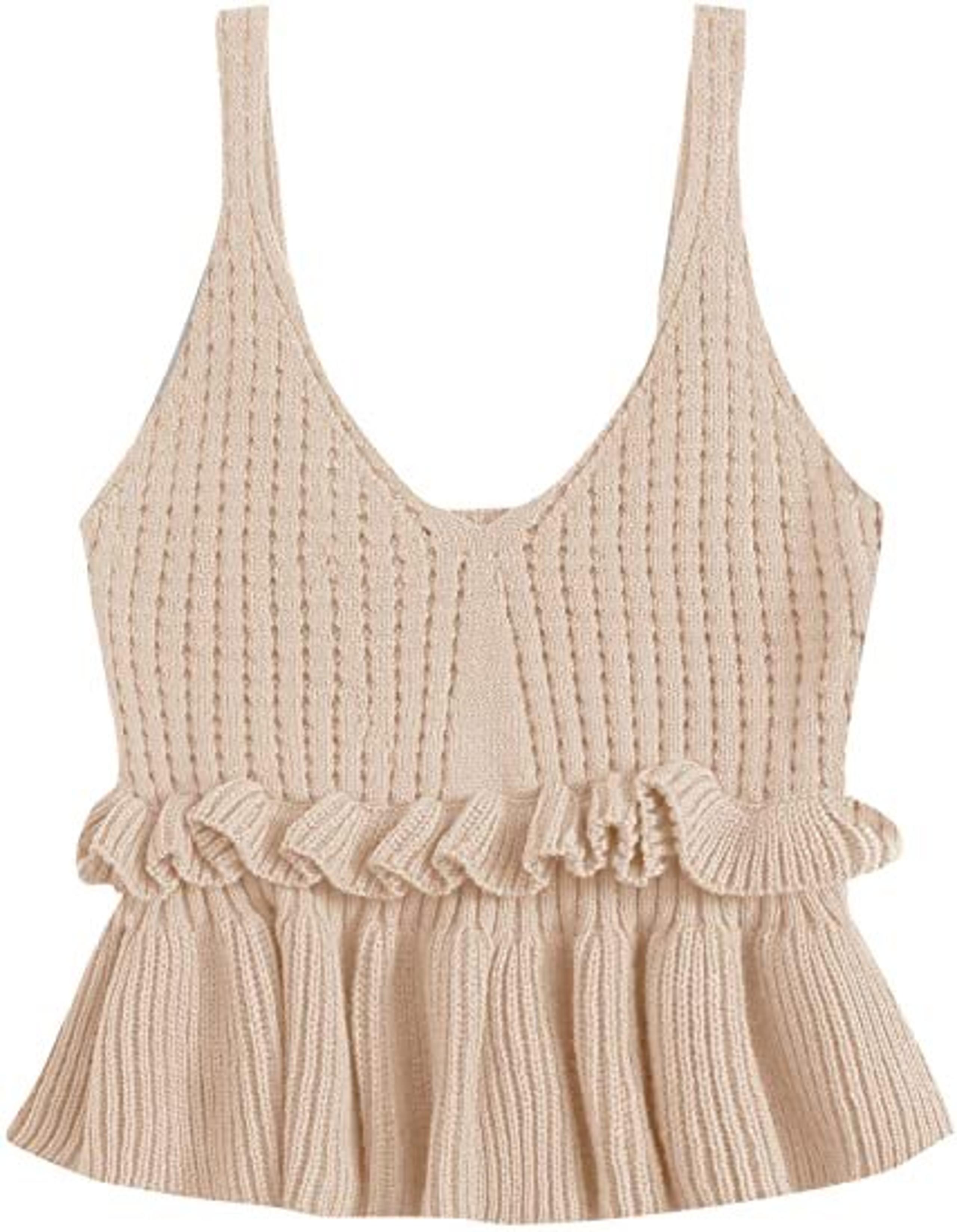 Women's Casual Knit Top Sleeveless Ruffl