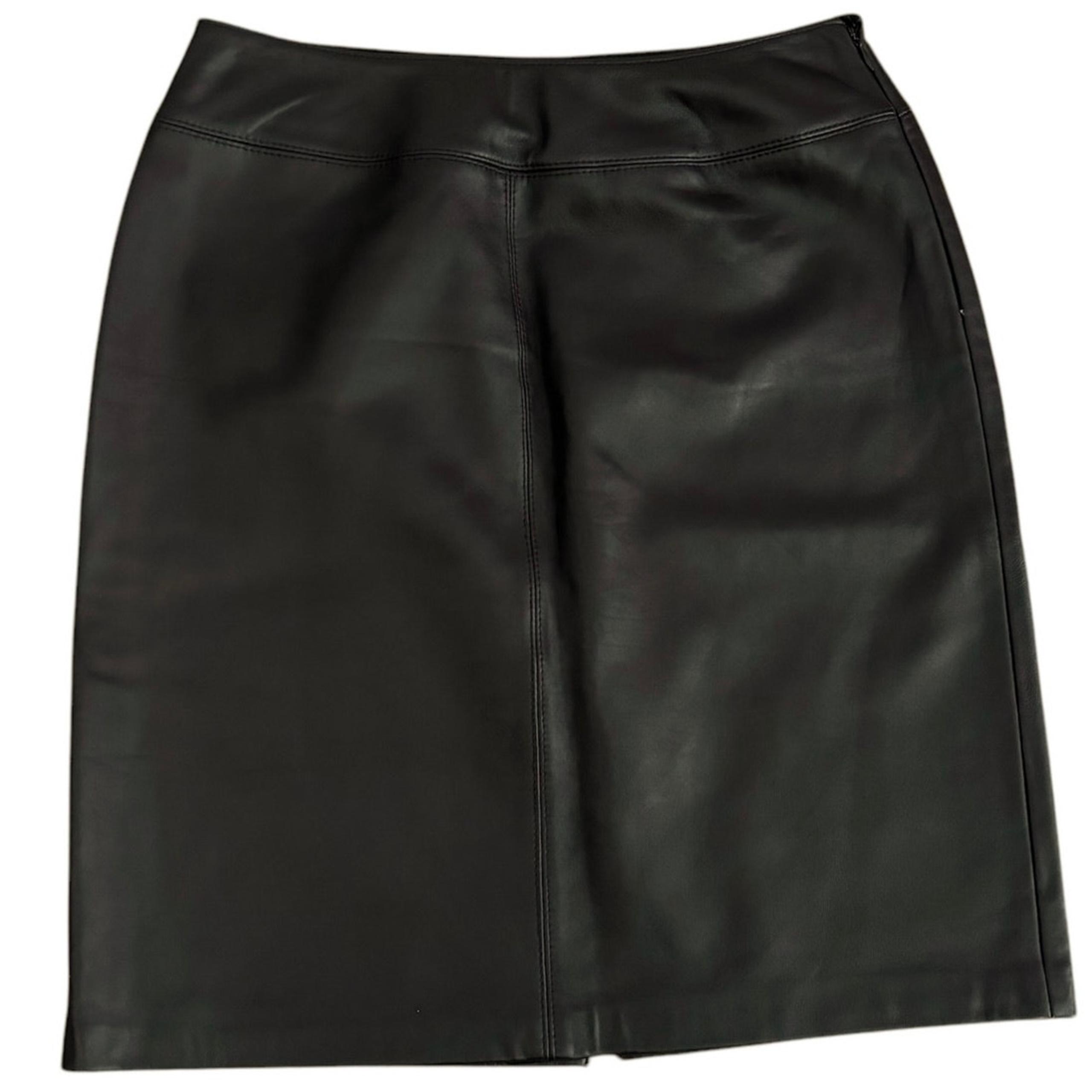 Croft & Barrow Size 8 Lambskin Leather Lamb Pencil Skirt Dark Brown
