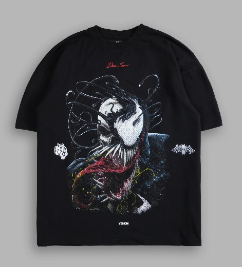 SYMBIOSIS SIDE BY SIDE SERIES OVERSIZED TEE IN BLACK