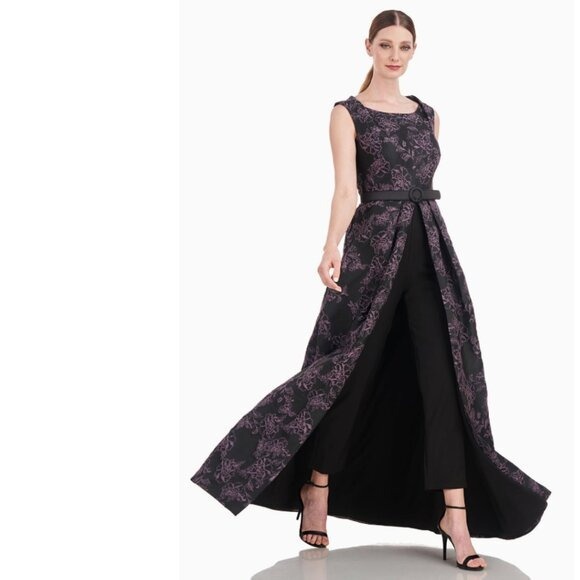 NWT KAY UNGER Everlee Walk Thru Jumpsuit Black / Dark Lavender