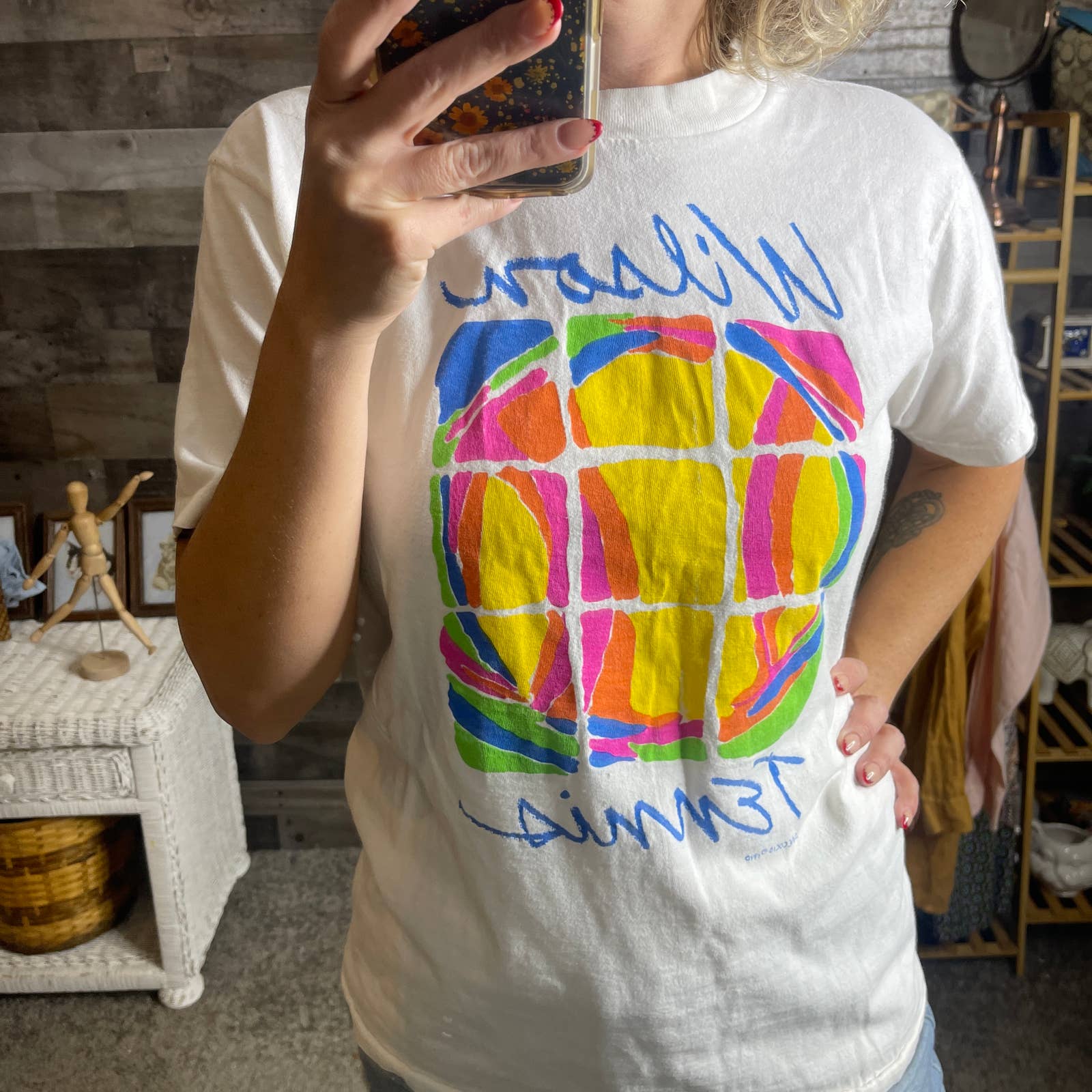 Vintage 1990 Single Stitch Wilson Tennis Neon Graphic T
