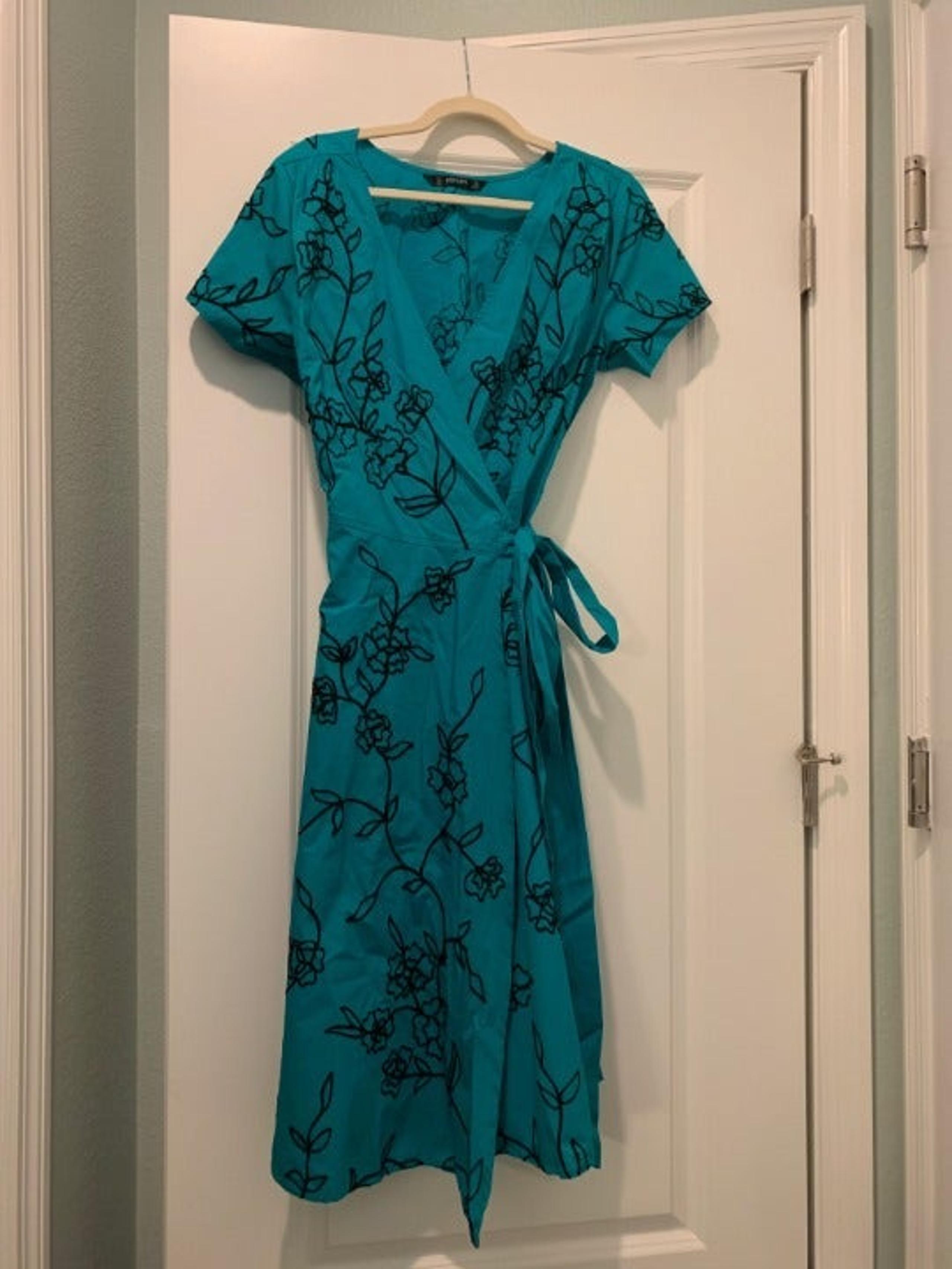 Floral Embellished Wrap Dress