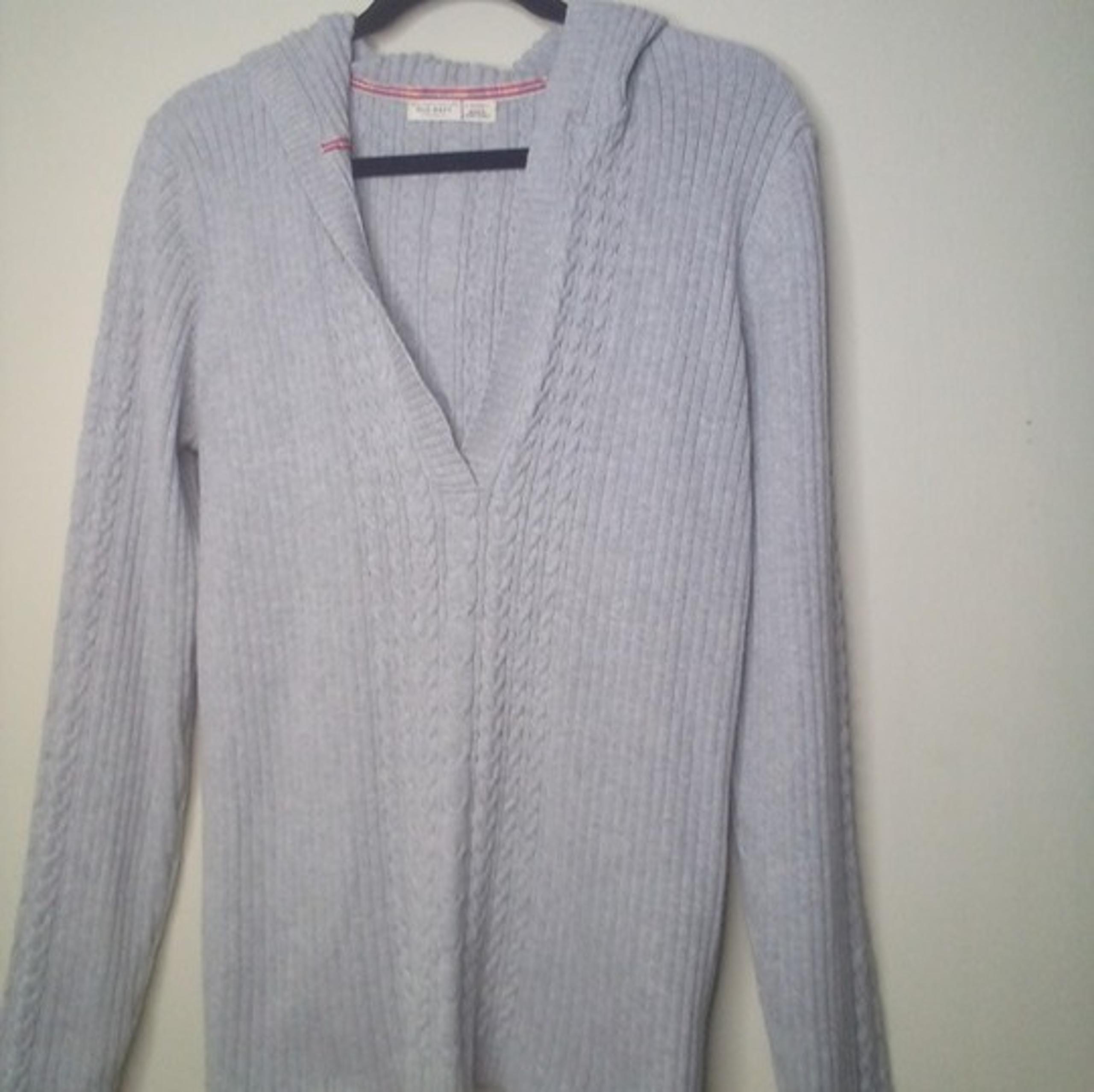 Old Navy Sweater Pullover XL Women Hood V-Neck Textured Gray