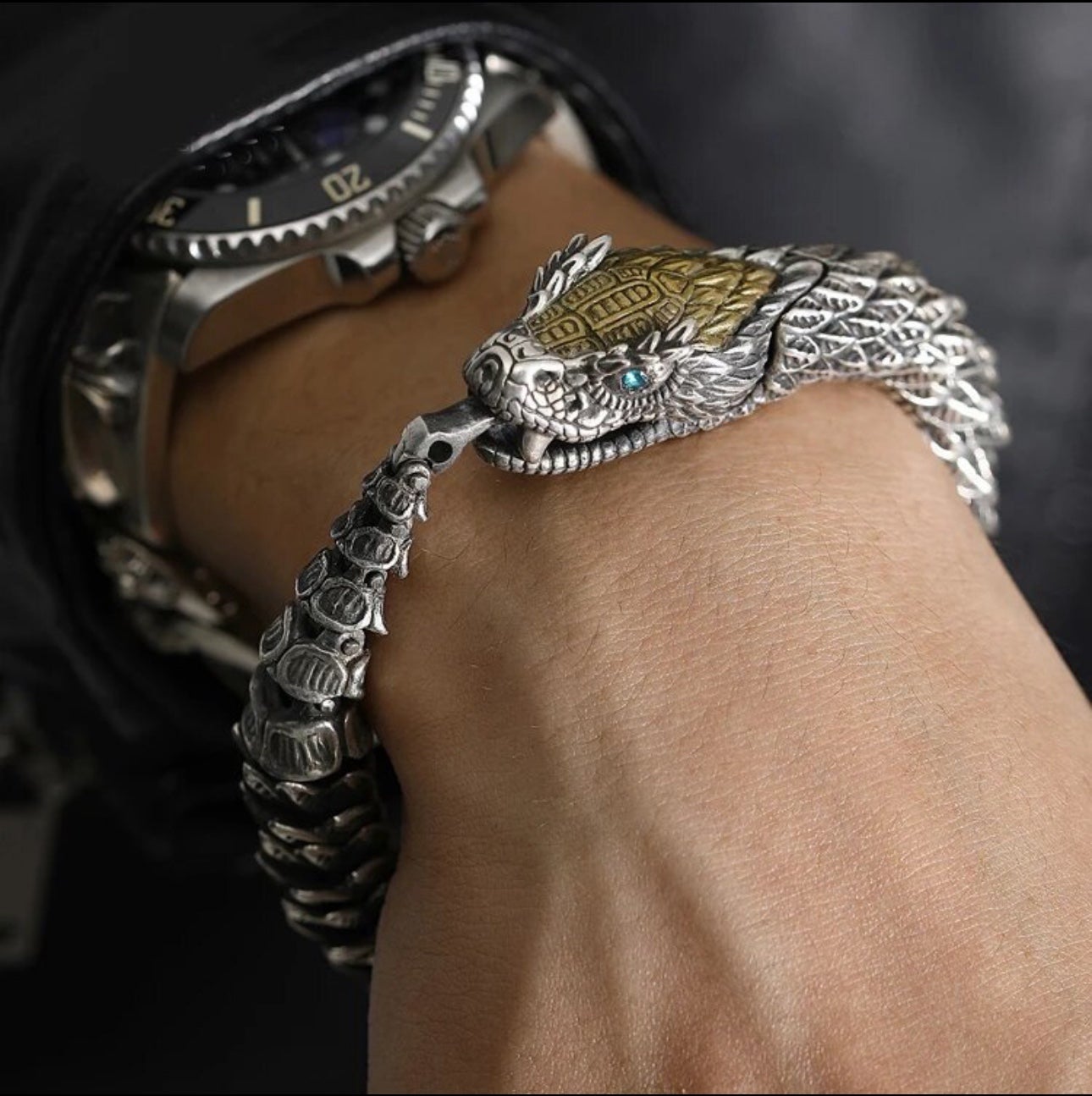 925 Sterling Silver Men’s Snake bracelet
