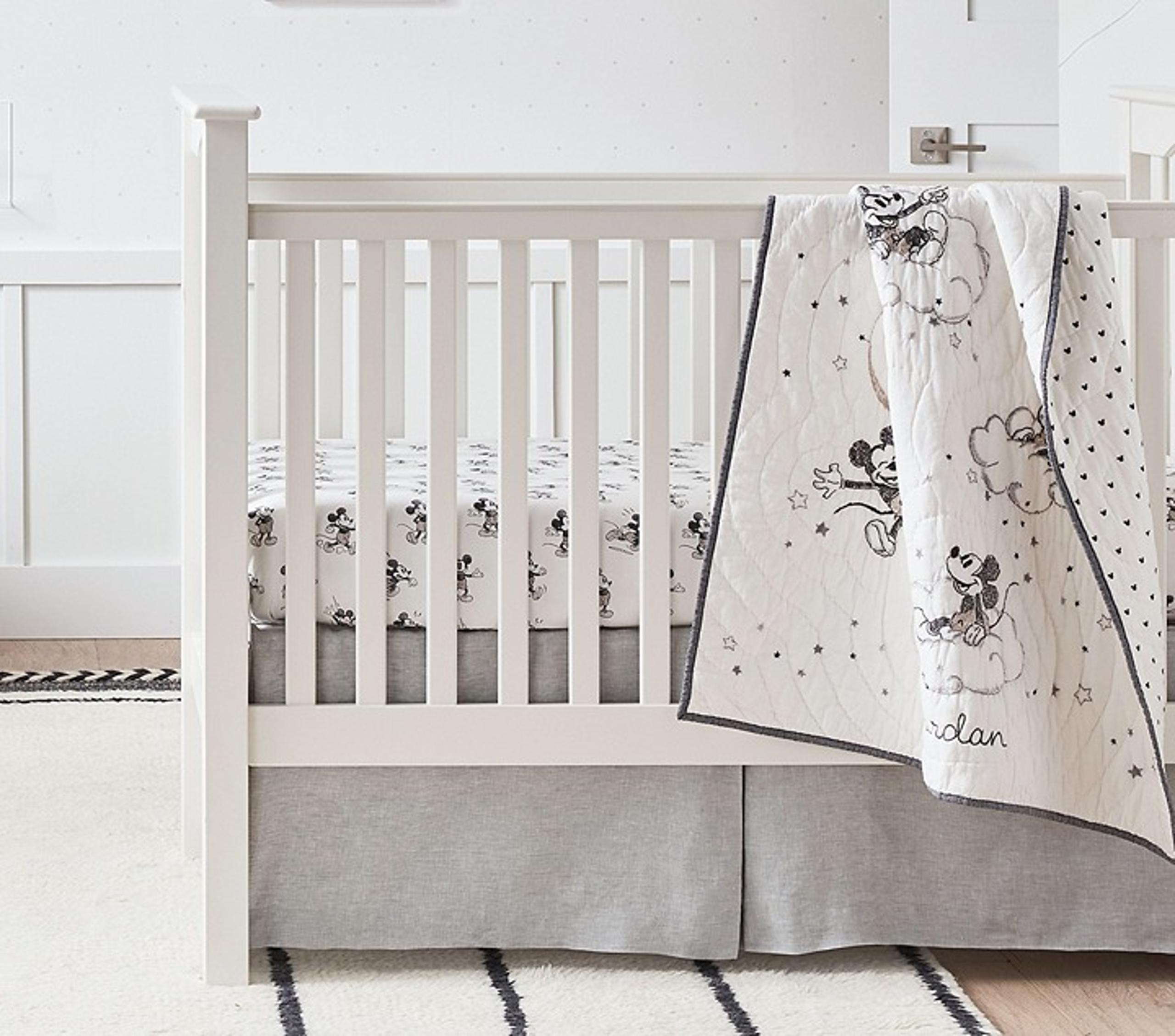 Free Shipping! Pottery Barn Kids Belgian Flax Linen Crib Skirt, Grey