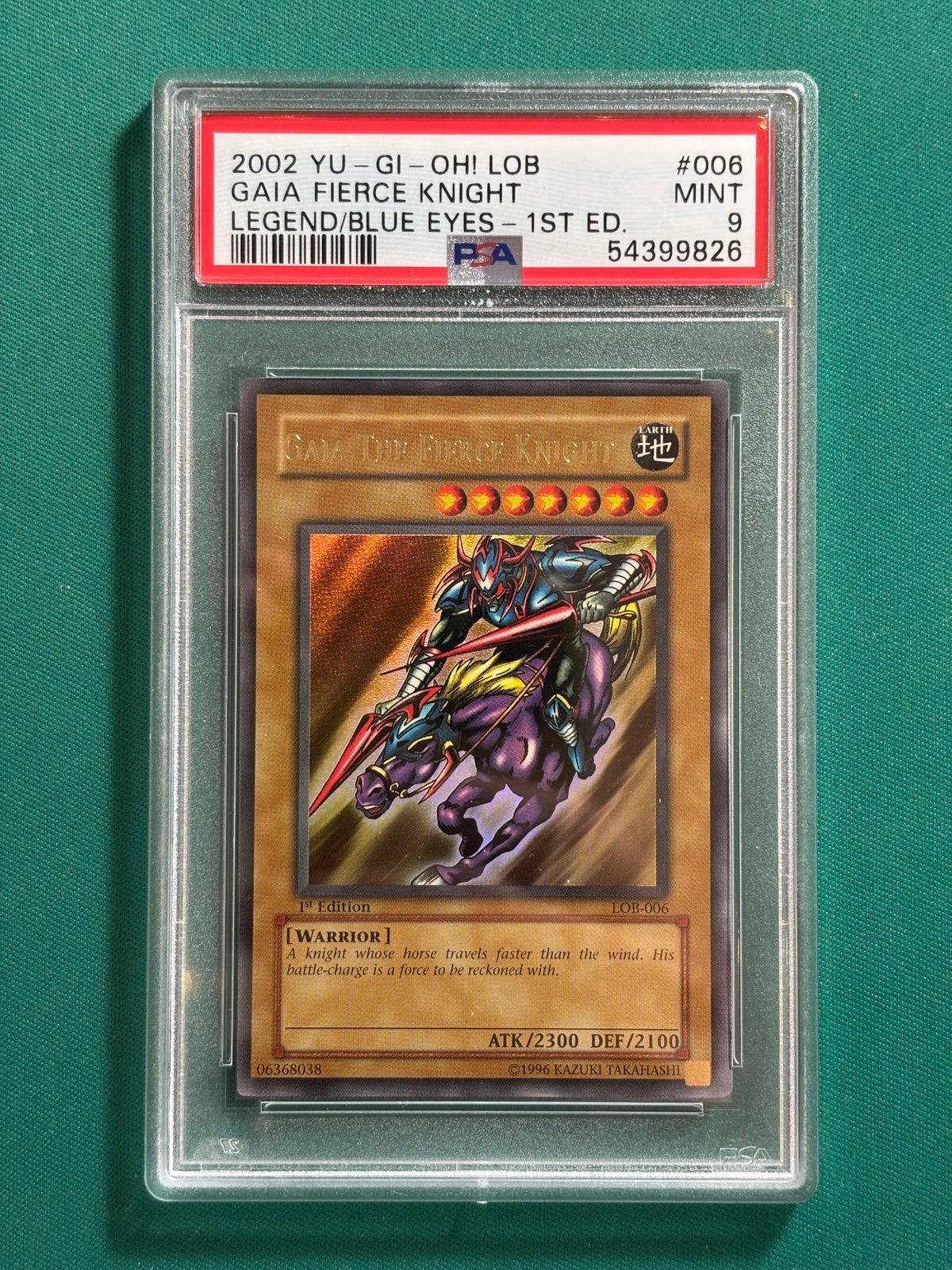 PSA 9 1st Edition - Gaia the Fierce Knight - LOB - Yu-Gi-Oh!