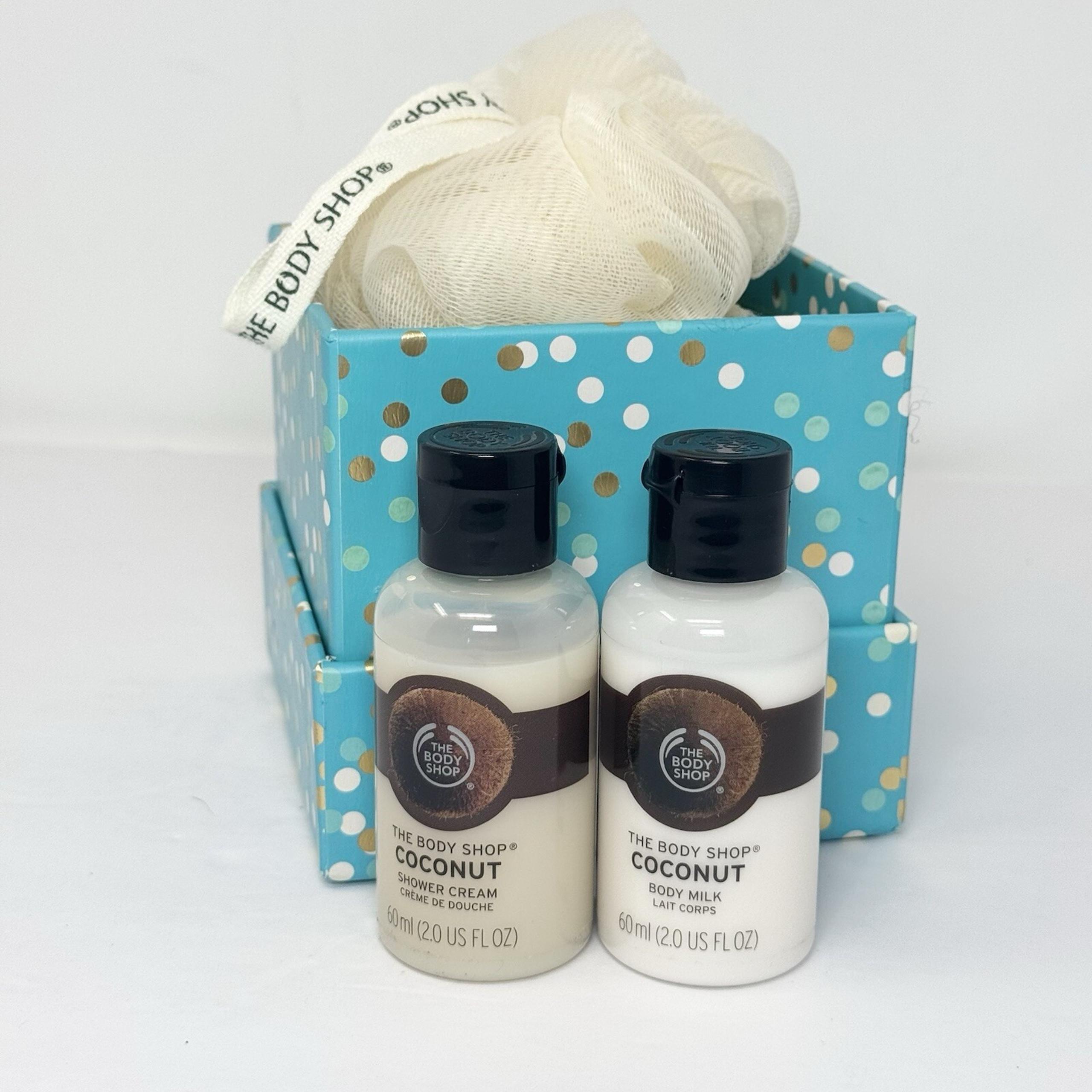 The Body Shop Coconut Body Milk, Shower Cream & Loofah 3 Pc Travel Mini Gift Set