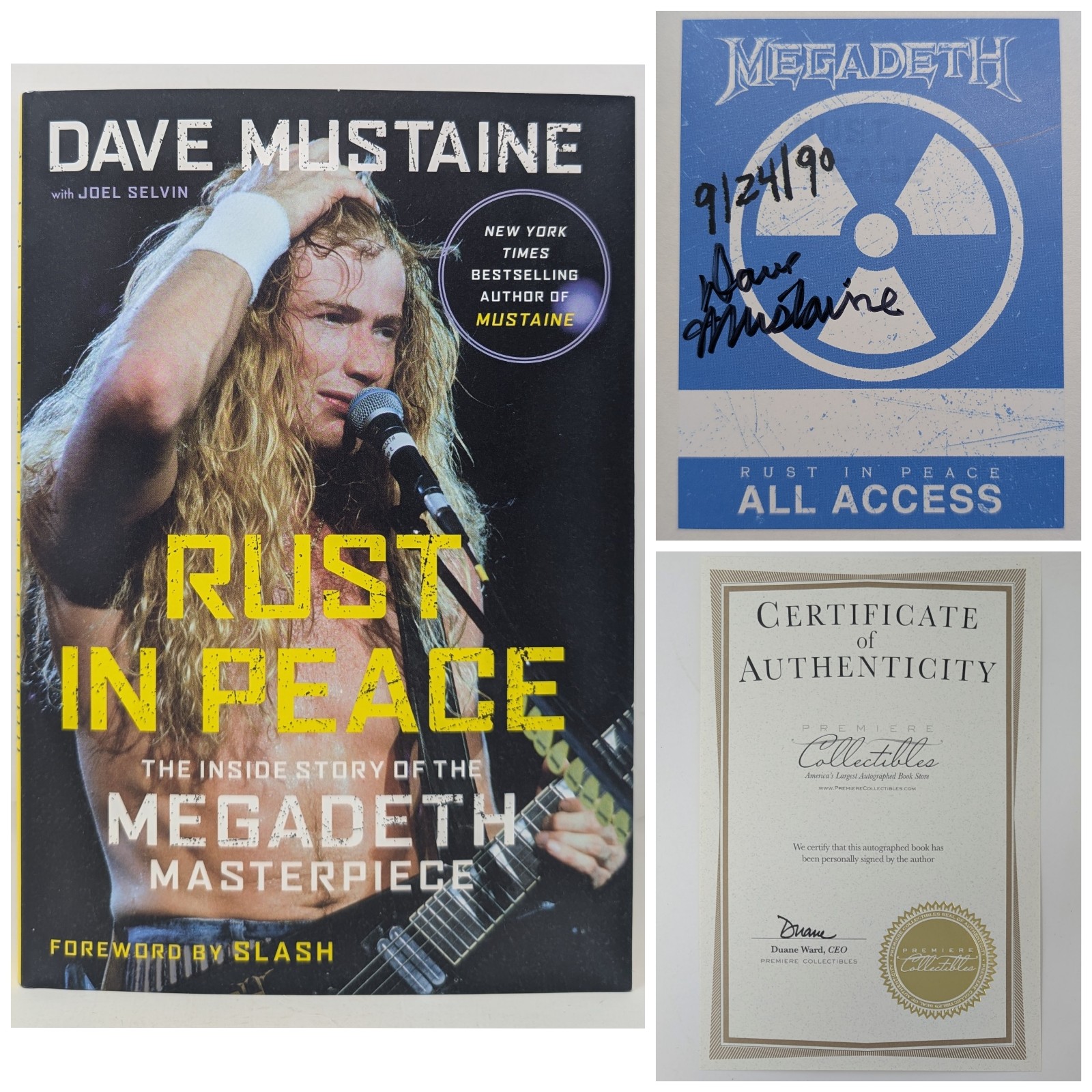 Signed Dave Mustaine Rust In Peace Hardcover Book Megadeth Autographed with COA