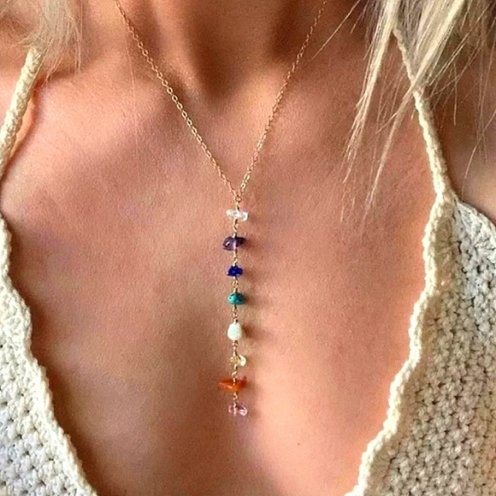 Free People Rainbow Chakra Y-Necklace