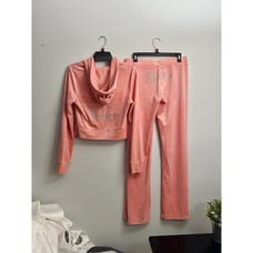 JUICY COUTURE Velour Tracksuit Bling Hoodie & Pant Strawberry Ice Medium NWT