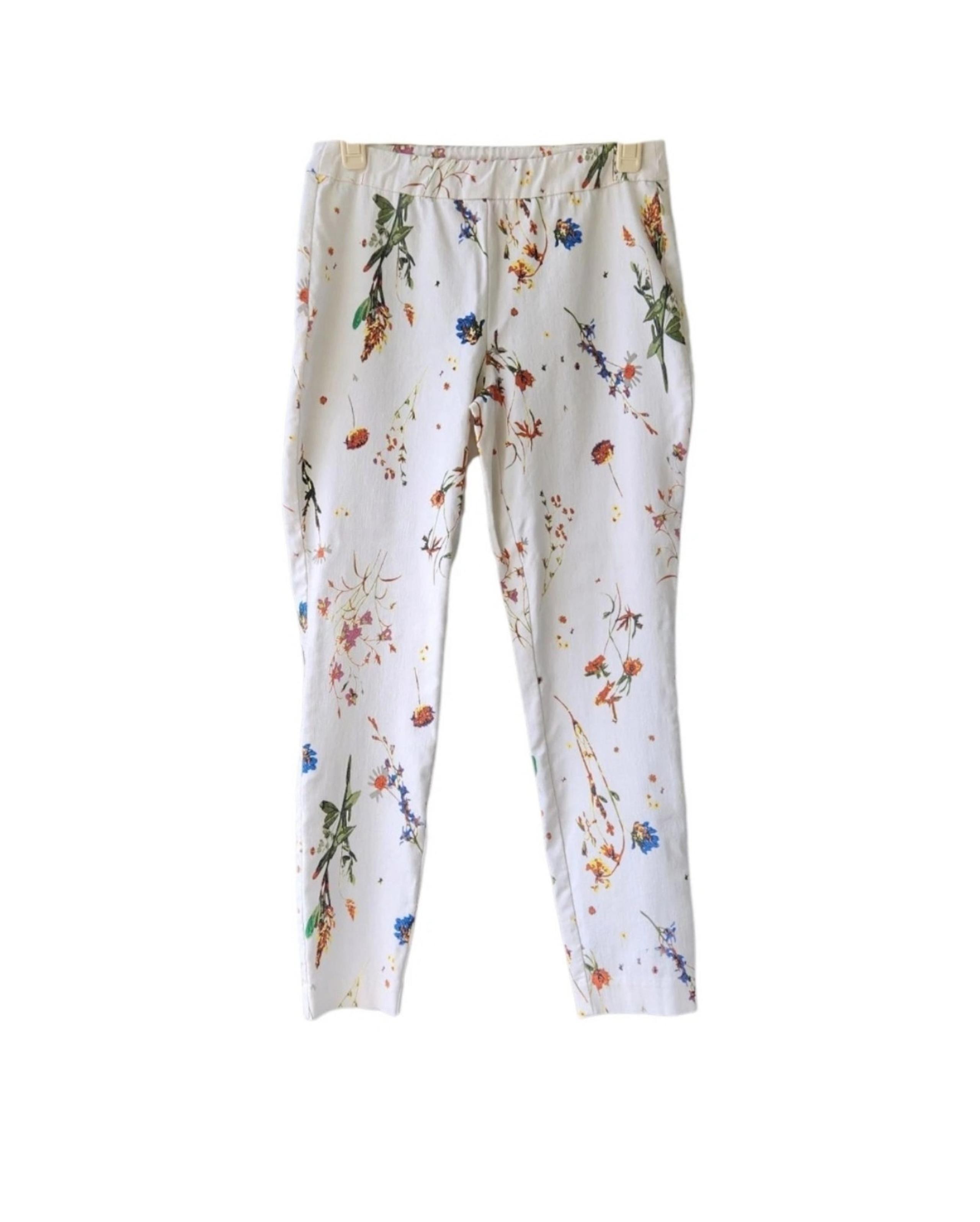 Catherine Malandrino Floral Print Stretch Pullover Crop Capri Pants Size PS