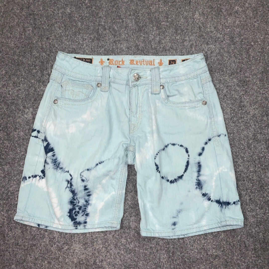 Rock Revival Shorts Womens Size 28 Blue Tie Dye Denim Alanis