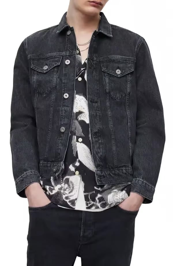 AllSaints Monza Denim Jacket in Washed Black