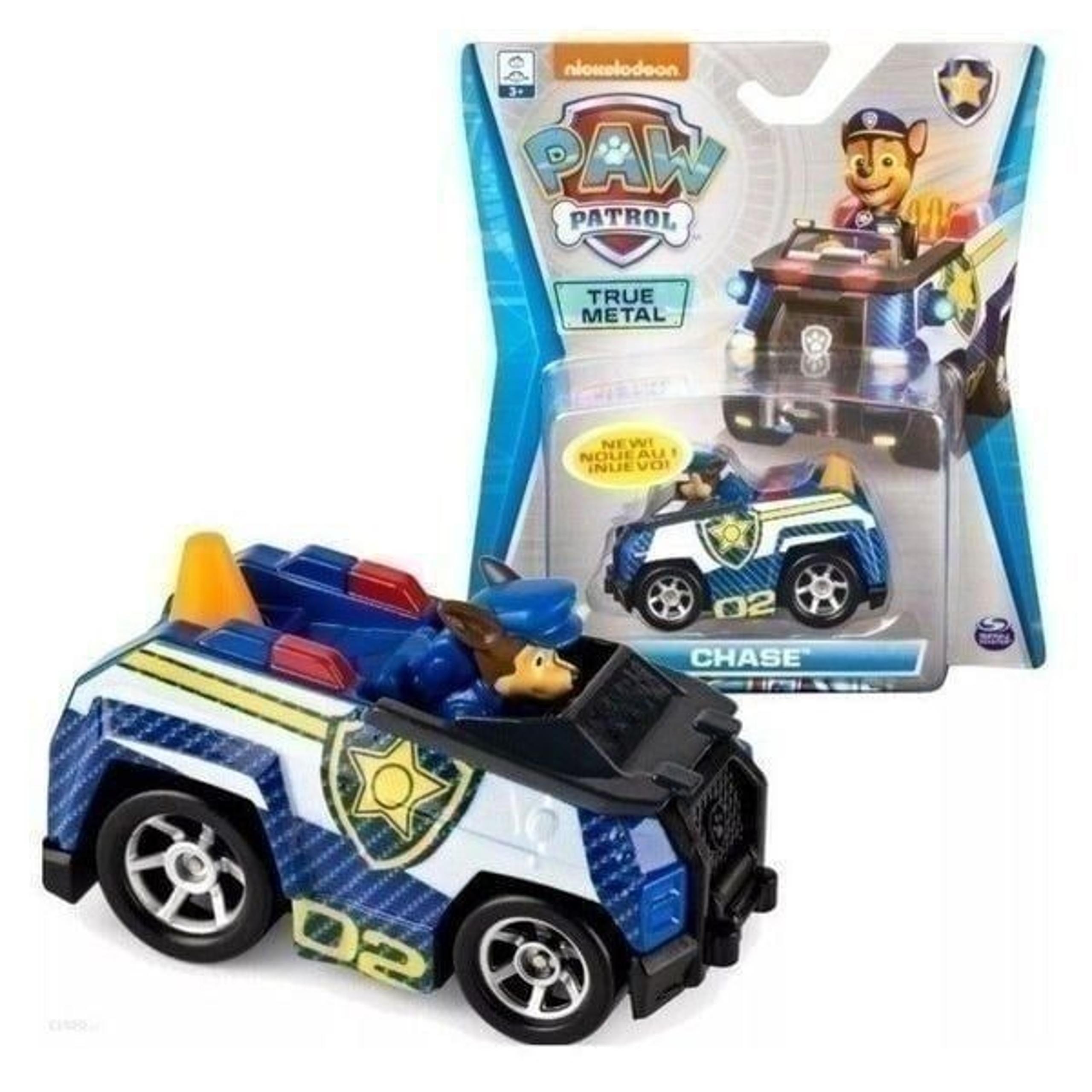Paw Patrol Chase True Metal Police Badge Racer Car Vehicle NEW