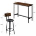 3 Piece Bar Table Set Counter Height Kitchen Pub Table with 2 Bar Stool Brown