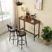 3 Piece Bar Table Set Counter Height Kitchen Pub Table with 2 Bar Stool Brown