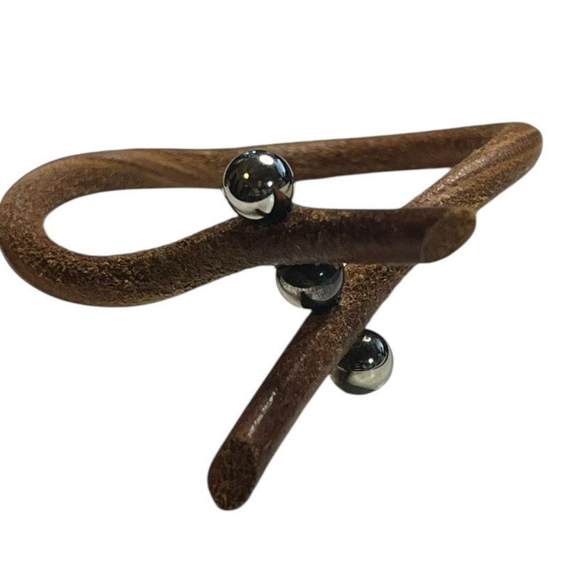 Hermes Roulette Hill Leather Bracelet Brown