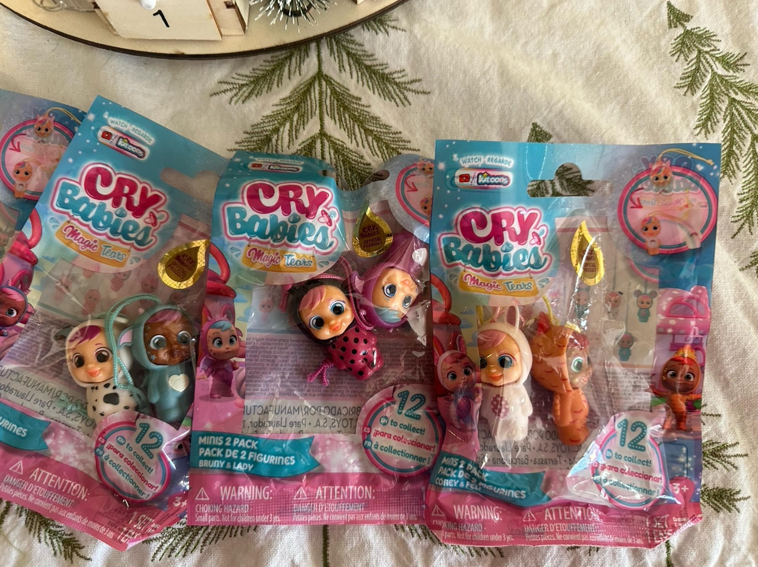 3 new sealed Cry Babies Magic Tears Minis 6 pieces! Ladybug  Dalmatian bunny uni