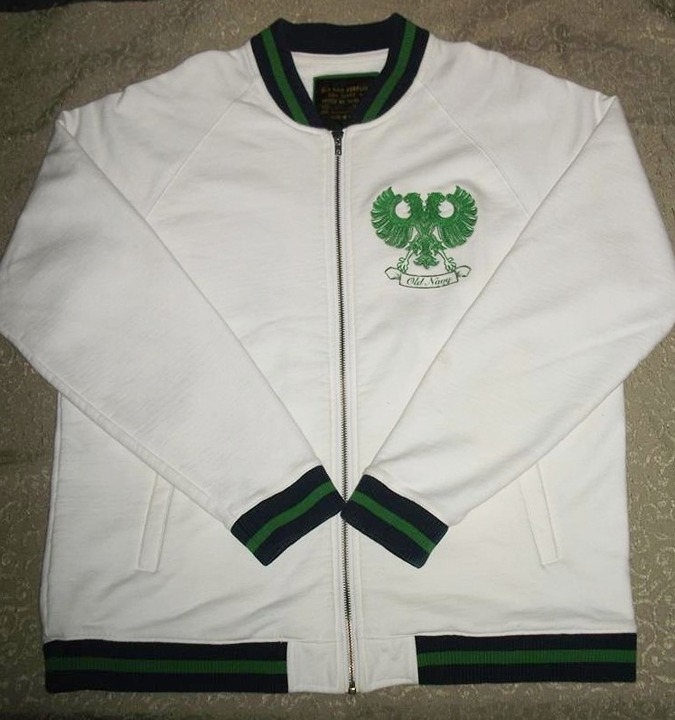 Mens Old Navy Embroidered Eagle White Heavyweight Full Zip Jacket Size XXL