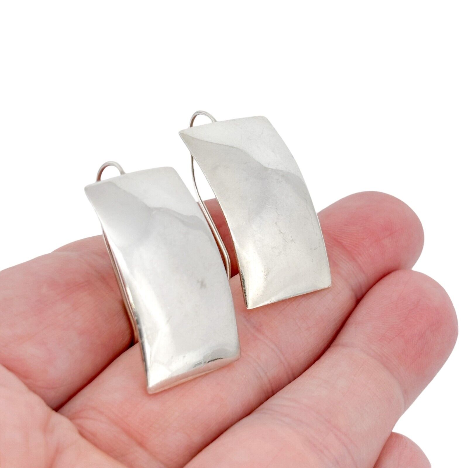 Vintage Mexico Taxco TF-38 Sterling Silver Modern Rectangle Drop Dangle Earrings