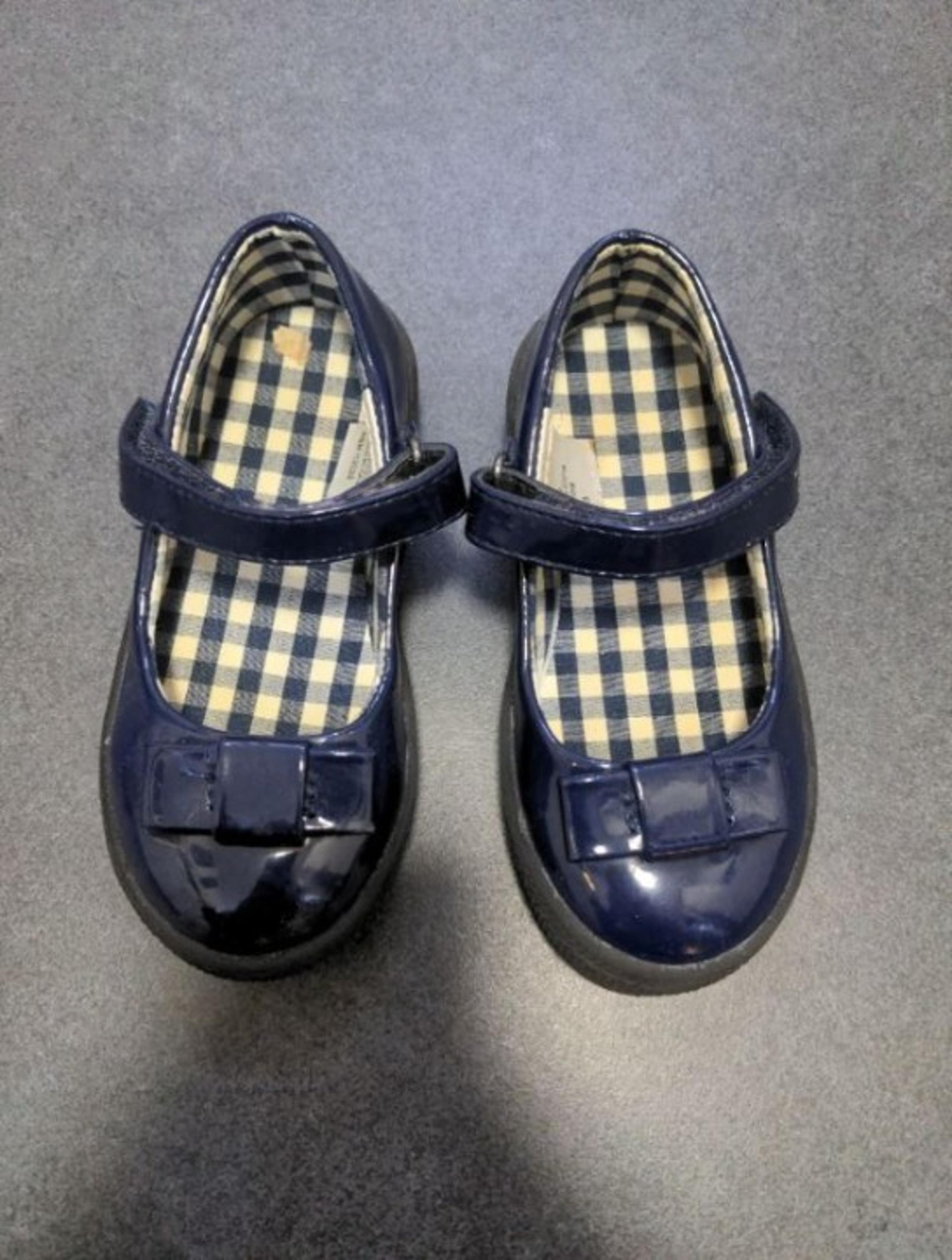 H&M patent leather shoes navy blue toddler girl size 7.5 dress mary jane bow