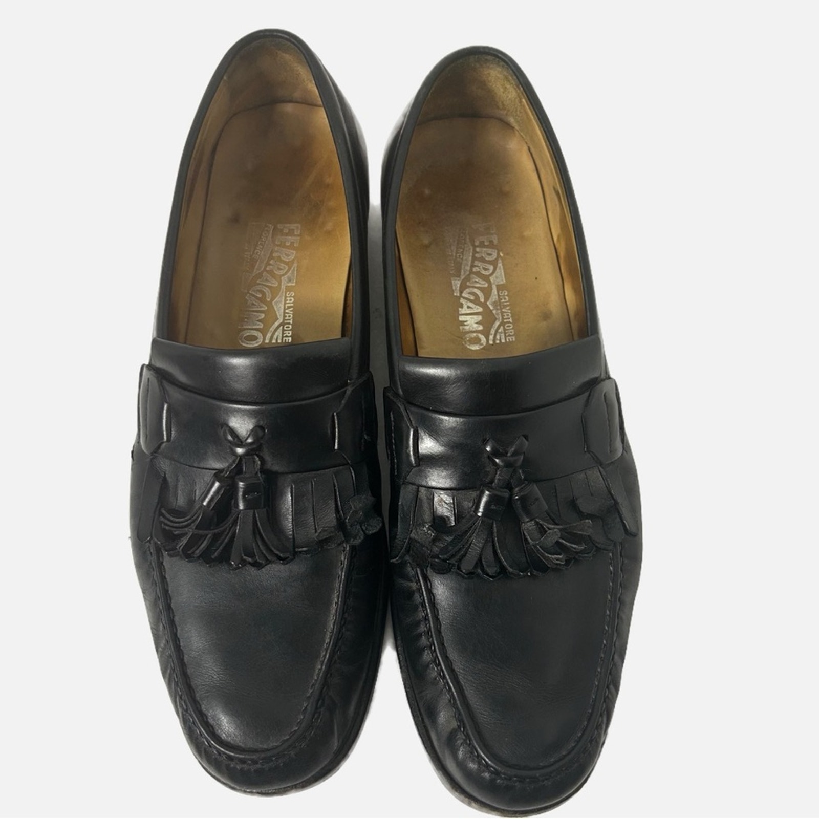 Vintage Salvatore Ferragamo Men’s Tassel Loafers 9D Black Preppy Academia
