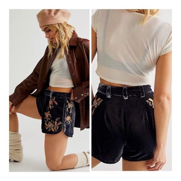 New Free People Wild Roses Embroidered Shorts Size 8