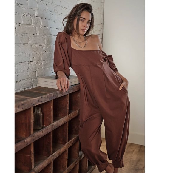 Free People Lotta Love Romper in Brown Butter NEW