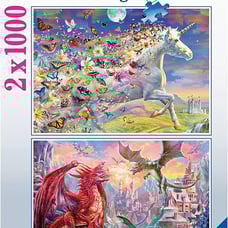 NEW Ravensburger Unicorn & Dragon 2 x 1000 Pc Puzzle