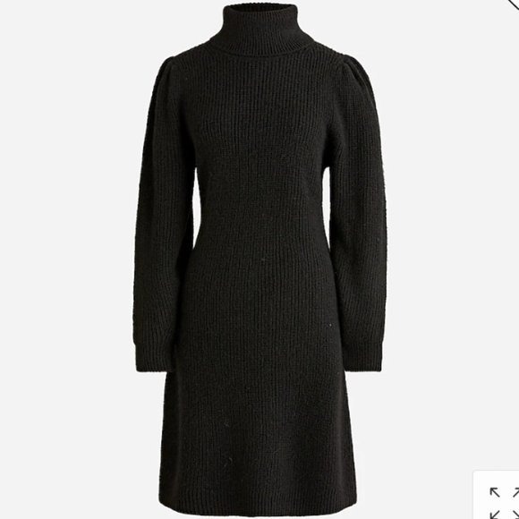 J.Crew Black Puff-Sleeve Turtleneck Sweater-Dress - Size Large