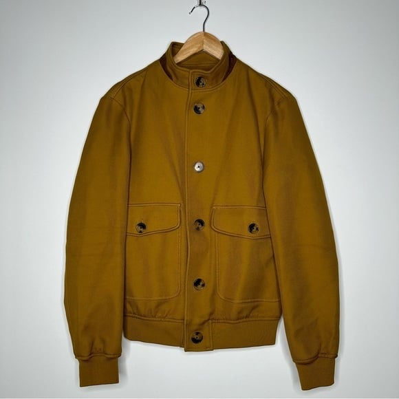ZARA Men’s Mustard Button Front Bomber Jacket Size Small