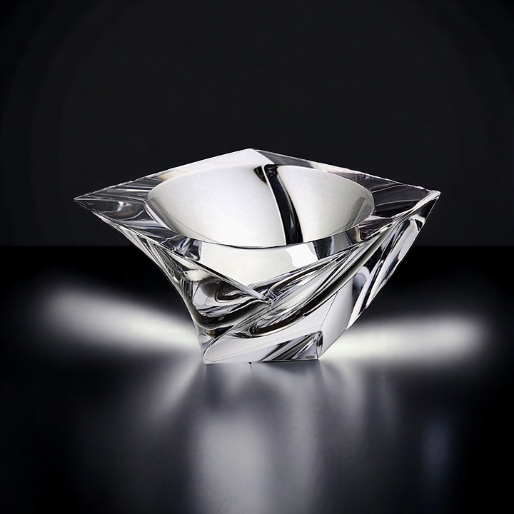 Orrefors Tornado Bowl Crystal Sweden Art Glass Signed Numbered 65341-13 Vintage