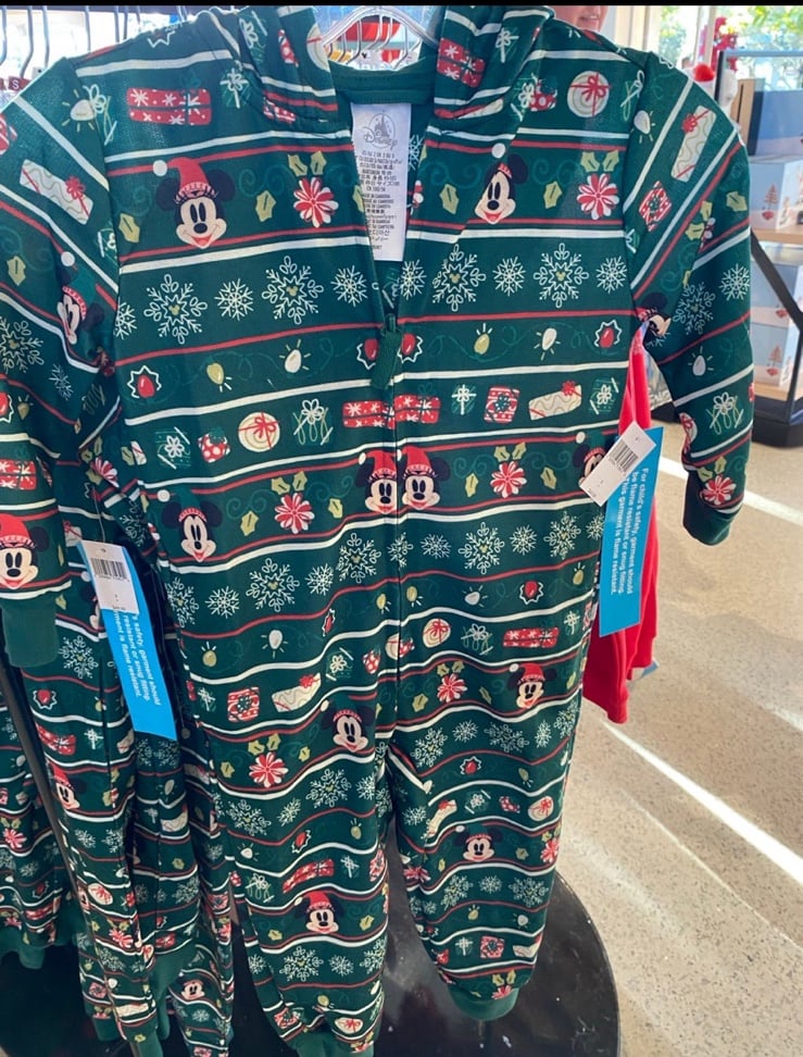 Mickey and Minnie Mouse Holiday Family Matching One-Piece Hooded Pajama for Kids