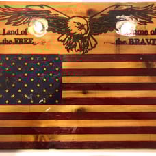 American Flag and Eagle on Cedar