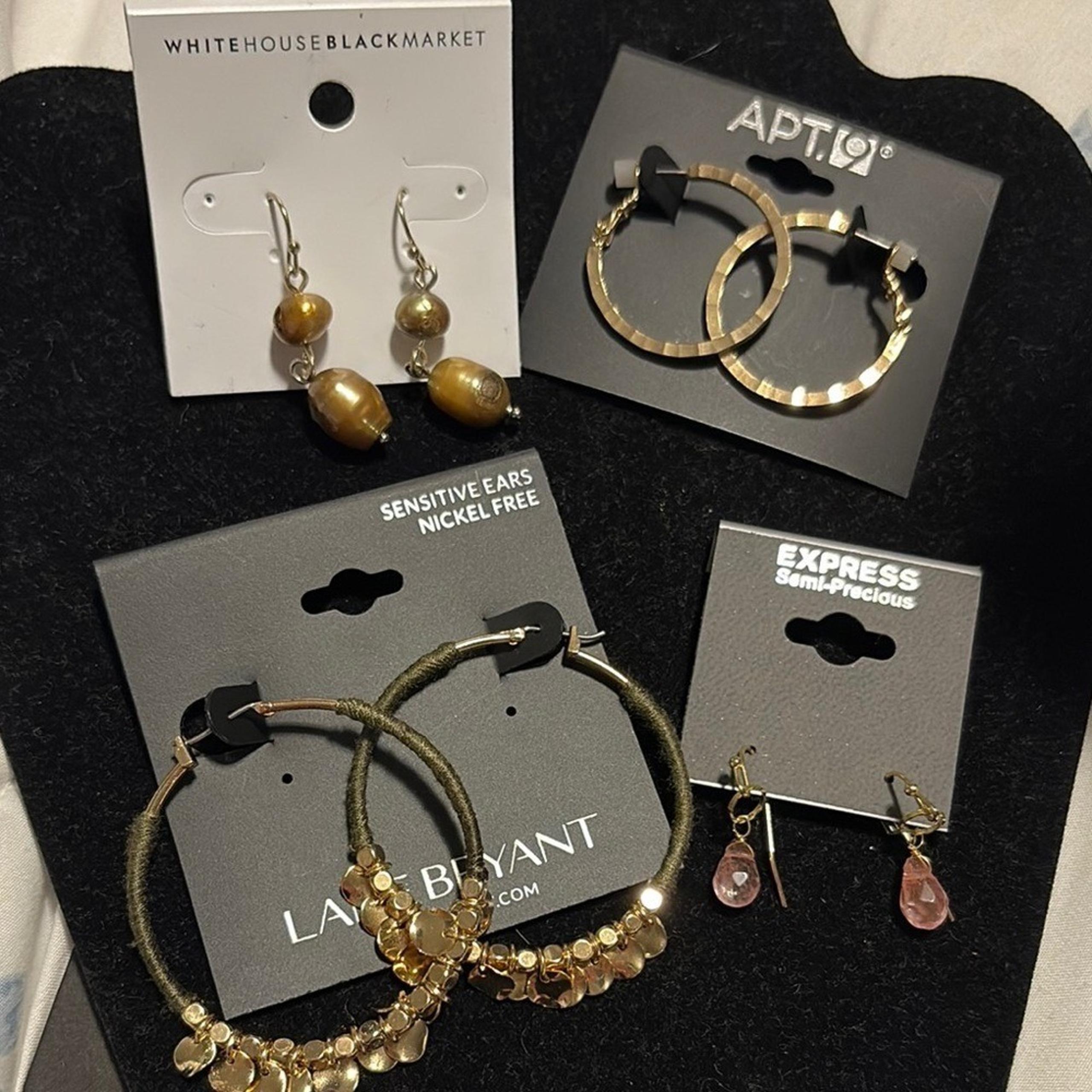 4 pair gold tone White House Black Market Lane Bryant express Apt 9 Earrings