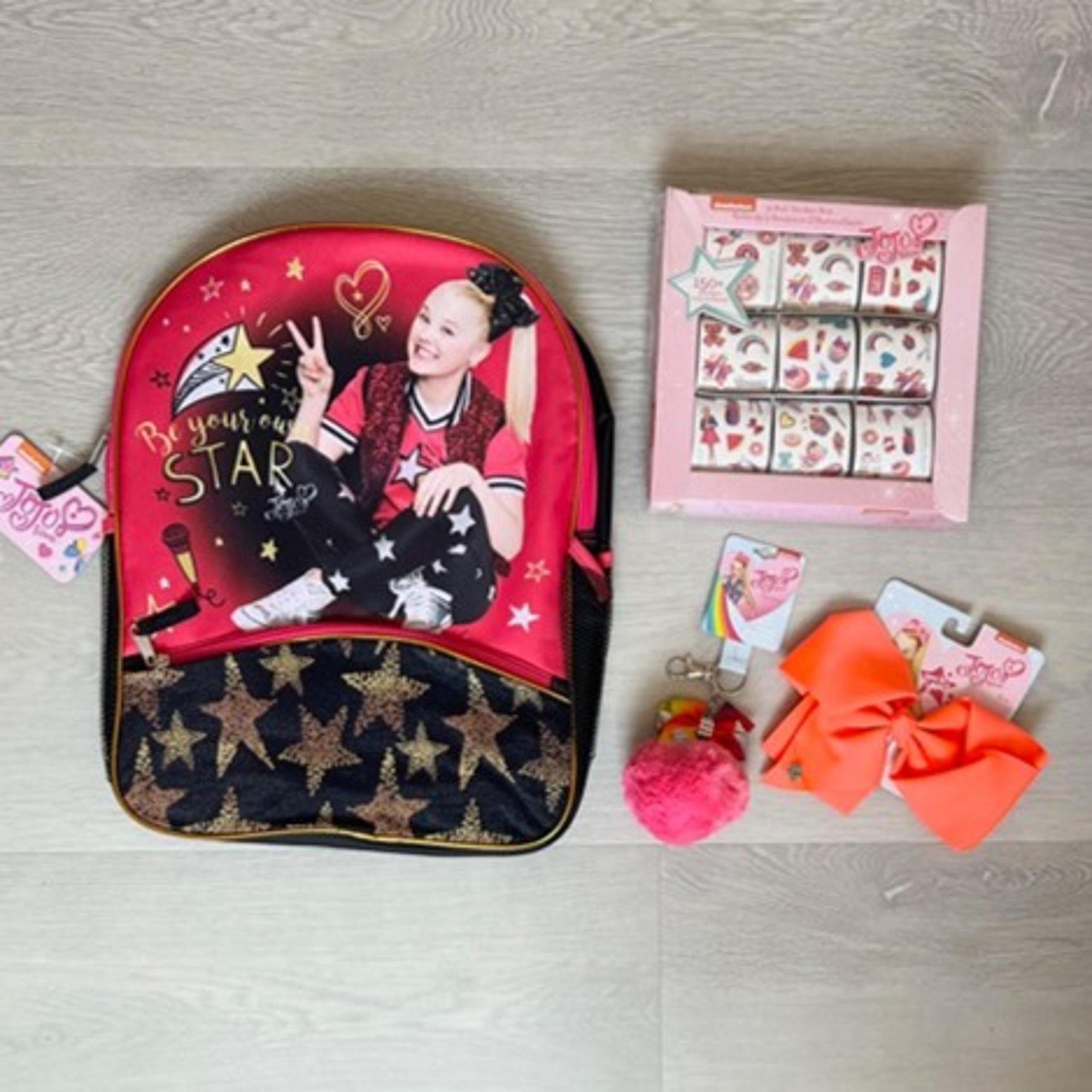 NEW Jojo Siwa school backpack bundle with bow, stickers and keychain