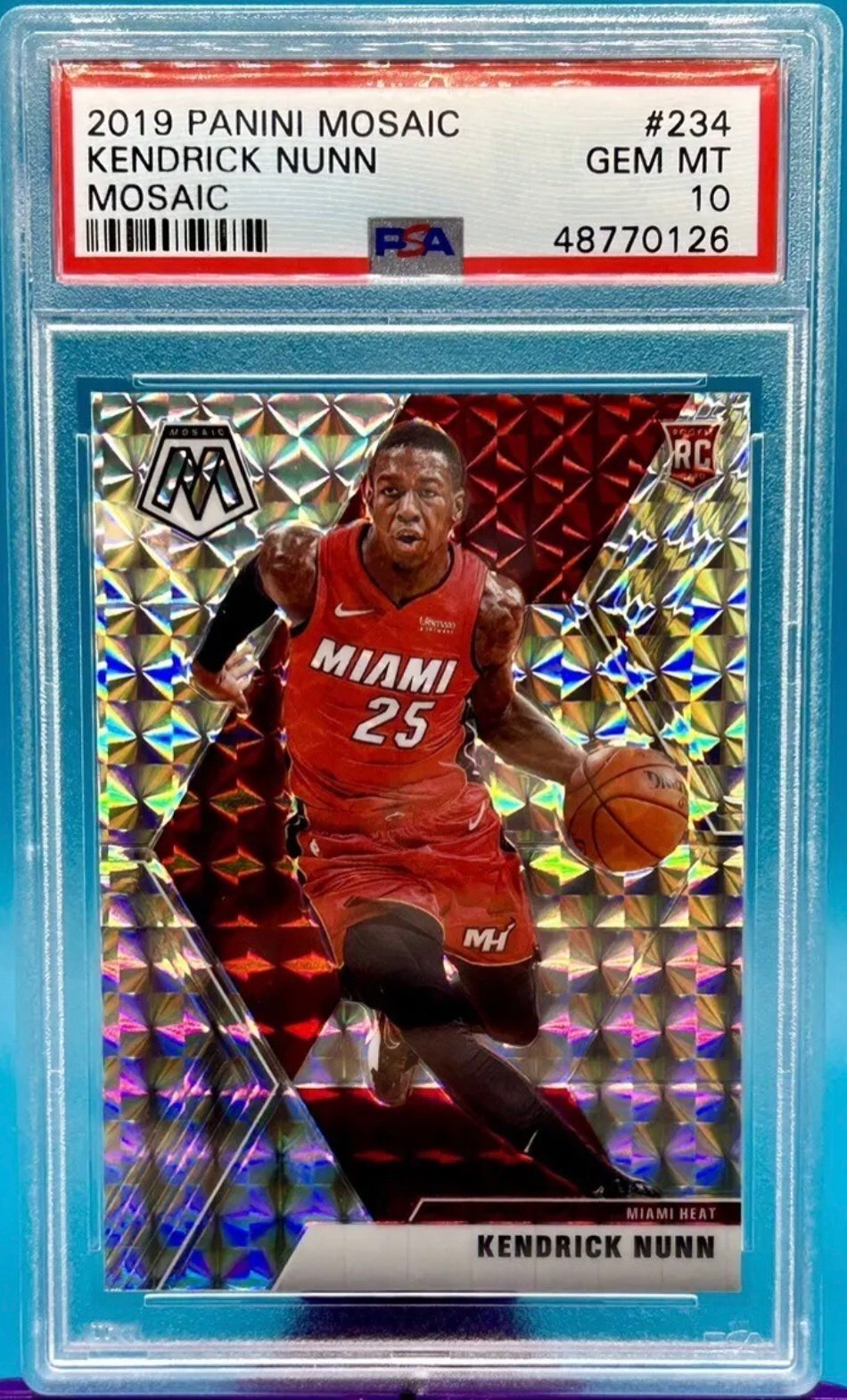 Kendrick Nunn Rookie PSA 10 Reactive Silver 2019 Panini Mosaic Miami Heat