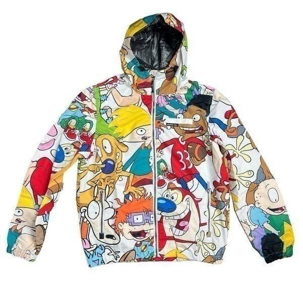 Nickelodeon Jacket Mens S Cartoon Windbreaker Ren Stimpy Rugrats 90s TV Arnold
