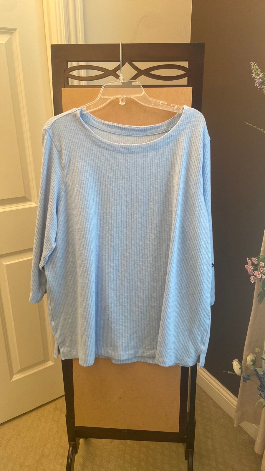 NWT Croft & Barrow blue pajama top 2X blue slightly rubbed pajama top with 3/4 l