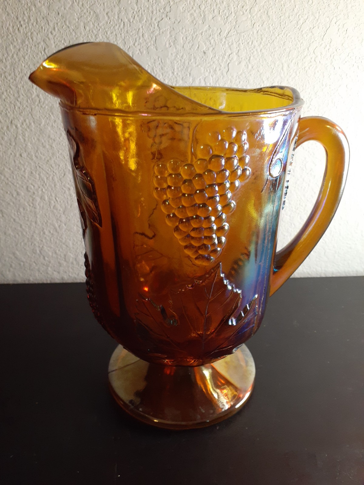 VTG 1970 Indiana shops Glass Marigold Carnival Glass Grape Pattern LARGE 11