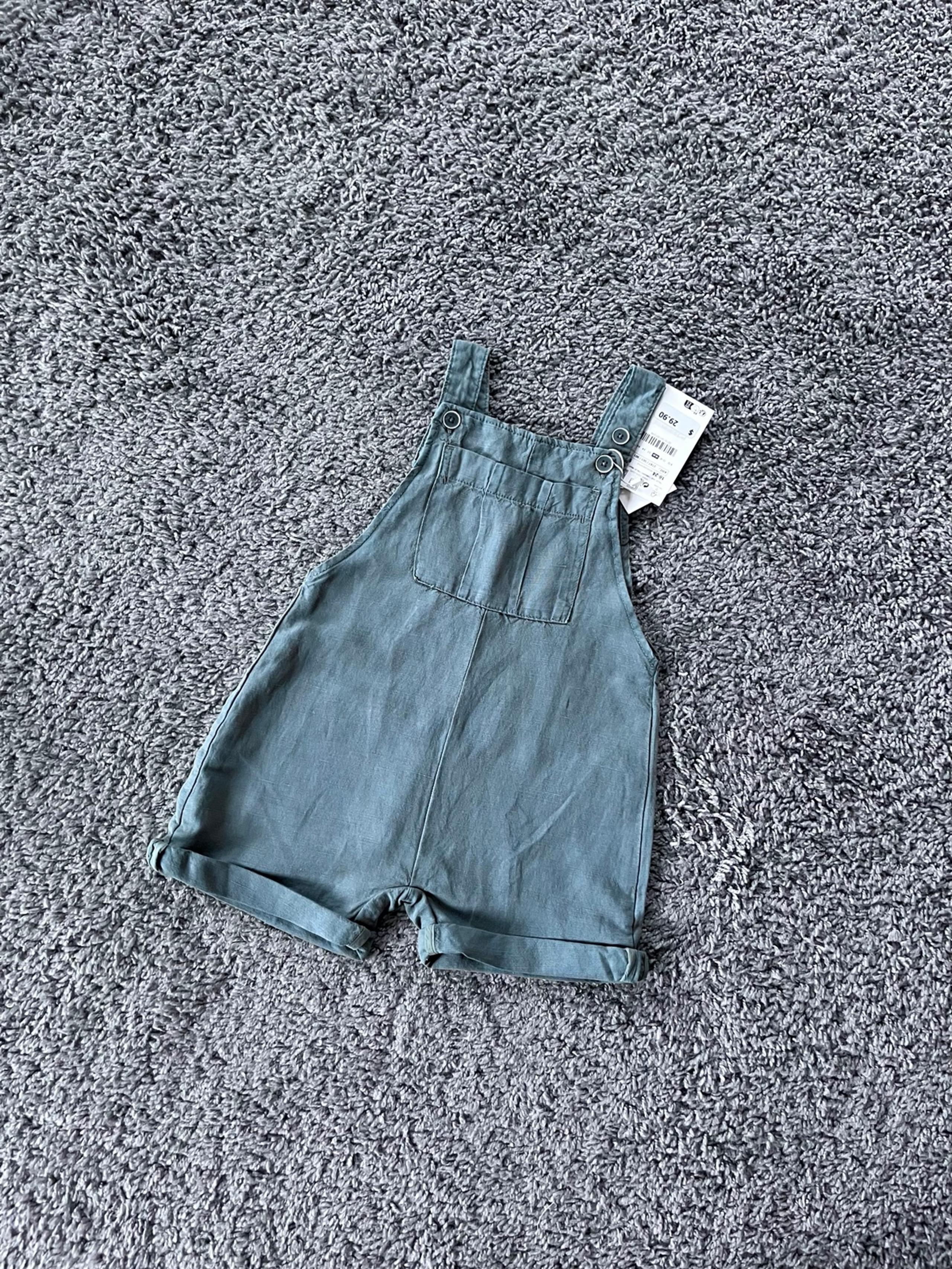 ZARA NWT overalls shorts linen bland size 3-4 years