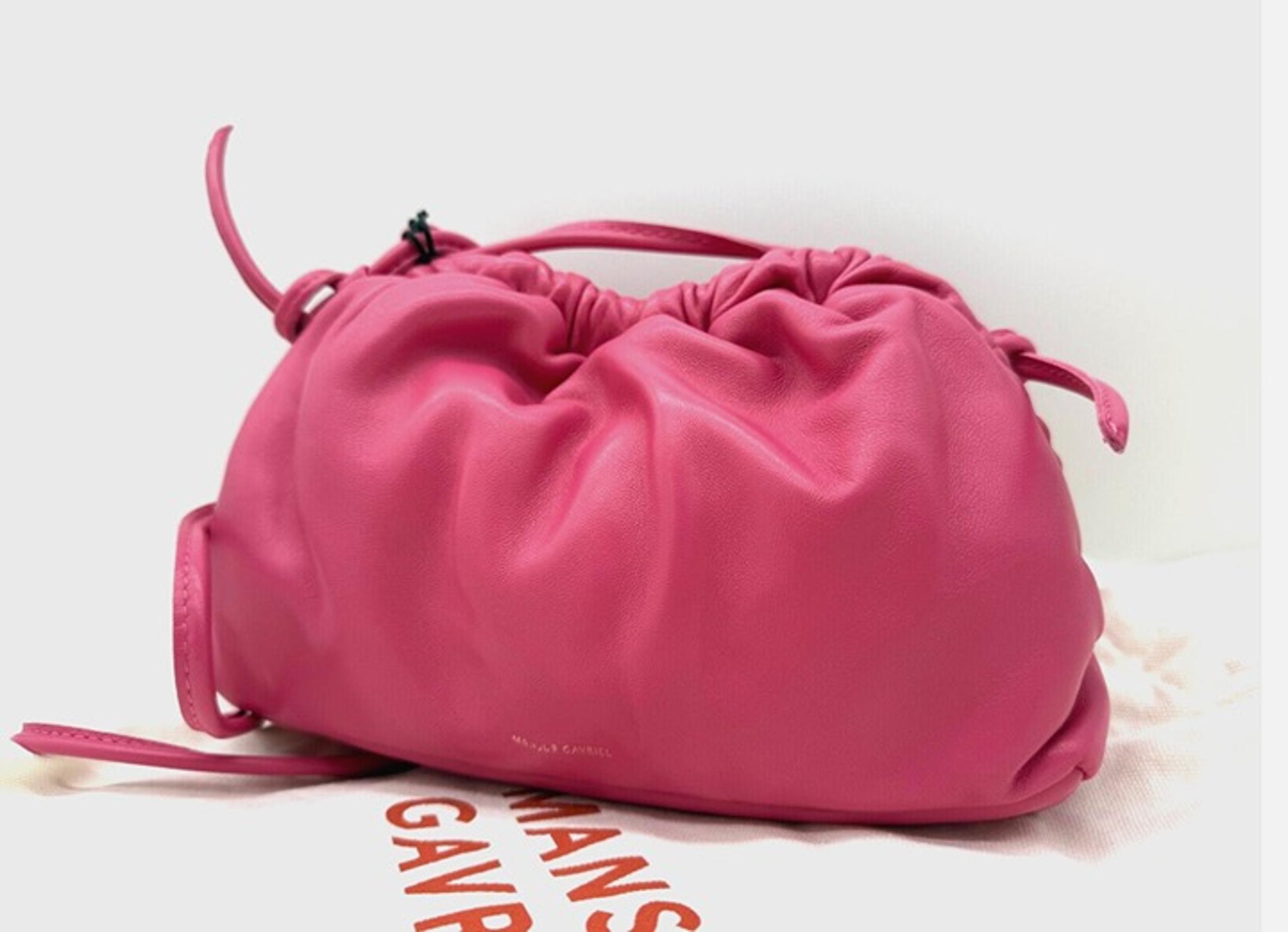 NWT $545 Mansur Gavriel Cloud Mini Leather Clutch Crossbody Bag In Dolly