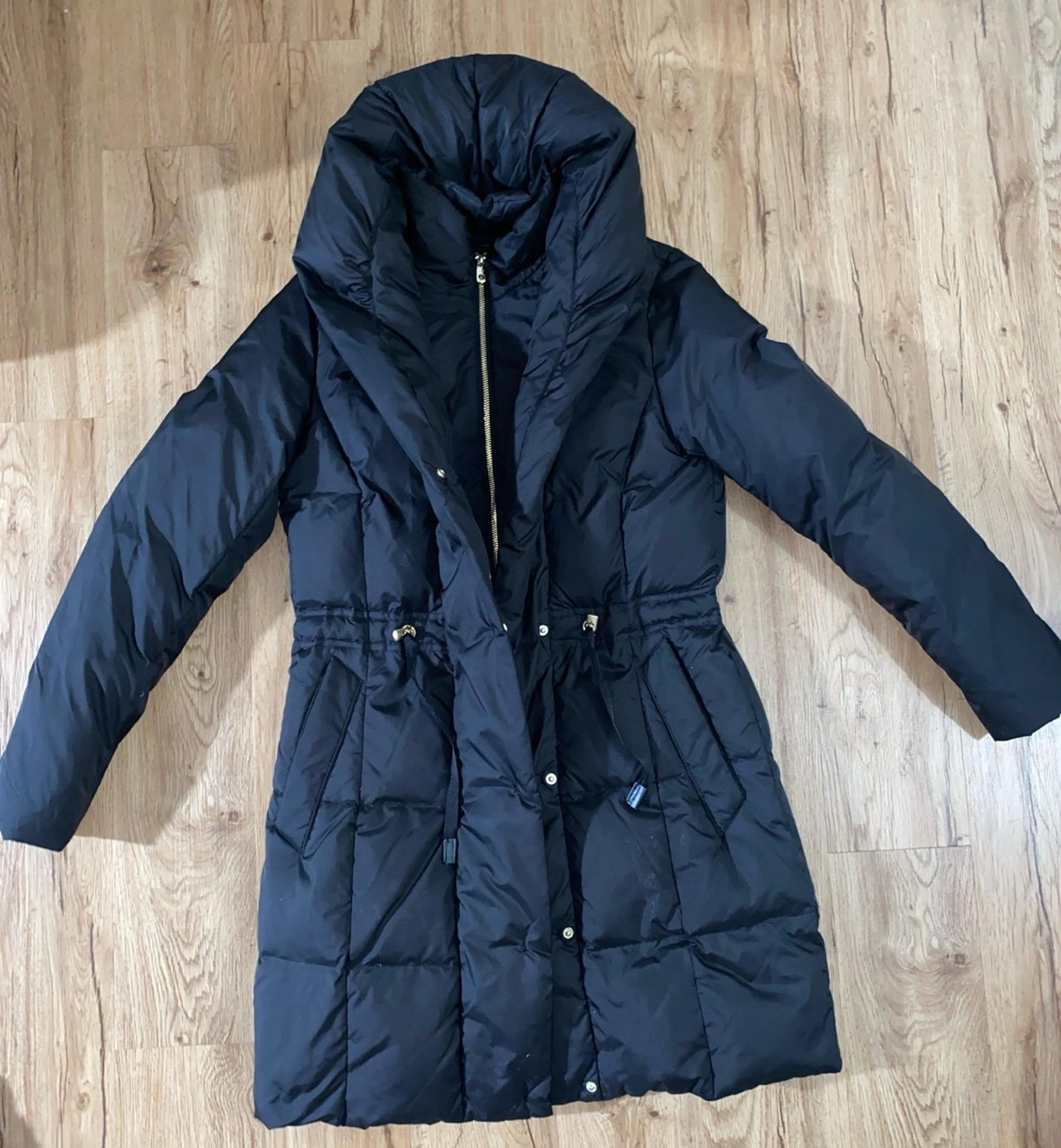 Cole Haan M puffer black signature shawl collar full zip coat, pre-loved
